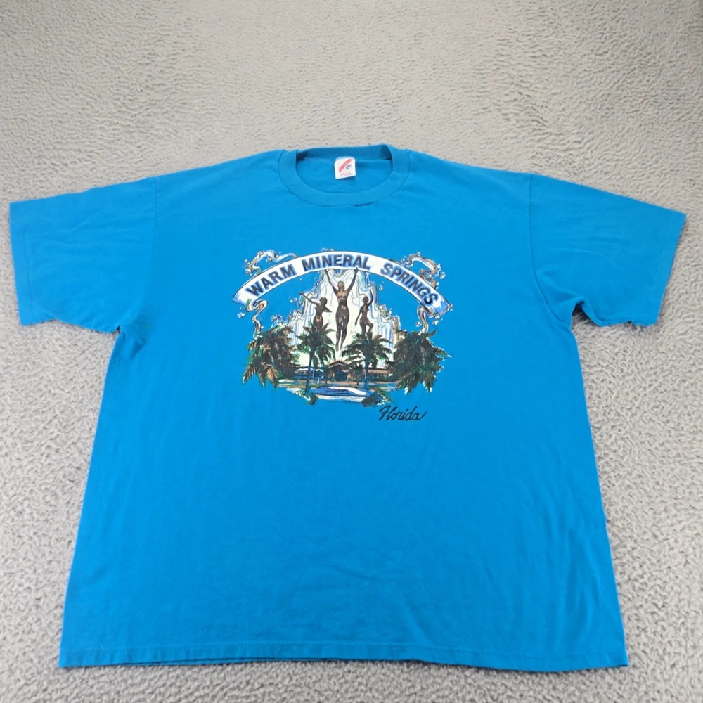 Florida Shirt Mens XXL Blue Warm‎ Mineral Springs Single Stitch Vintage 90s